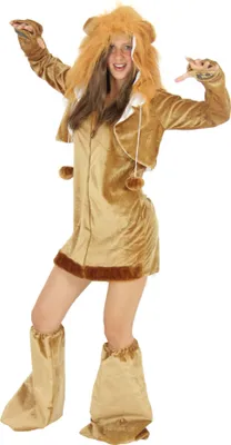 A woman is posing in a lion costume.