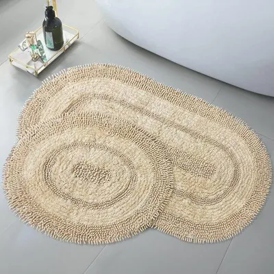 Productafbeelding van Set van 2 Beige Badmatten (60 x 100 cm + 50 x 60 cm)