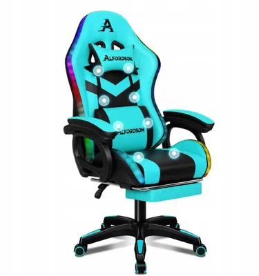 Produktbild von ALFORDSON 1er-Pack Kunstleder , LED Massage Gaming Stuhl, Cyan