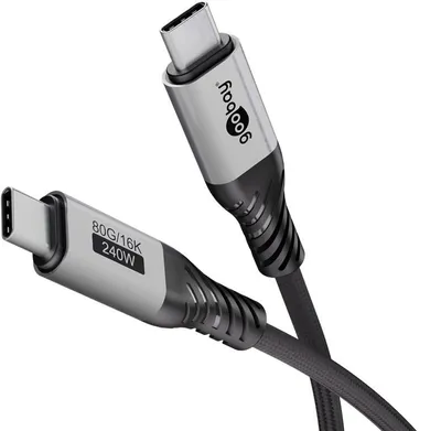Produktbild von USB-C-Kabel, USB4 Version 2.0, 1 m, schwarz;silber