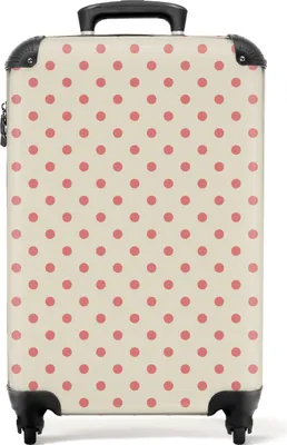 Produktbild von NoBoringSuitcases.com® Koffer Handgepäck Trolley Rollkoffer Kleine Reisekoffer mit 4 Rollen - Punkte - Rosa - Muster - Cabin Size < 55x40x23 cm & 55x40x20 cm - Fotokoffer - Kabinenkoffer - BoardgepäckHandgepäck Koffer 55x35x20 cm, 36L,