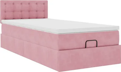 Produktbild von Ottoman-Bett mit Matratze Rosa 90x200 cm Samt
