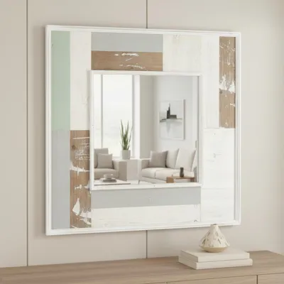 Zdjęcie produktu dla Lustro ścienne dekoracyjne lustro szafa lustro drewno białe 80cm shabby chic lustro łazienkowe