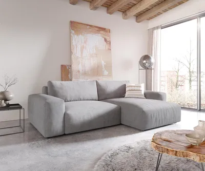 Produktbild von DELIFE Ecksofa Lanzo XL 270x180 cm Mikrofaser Grau Recamiere variabel