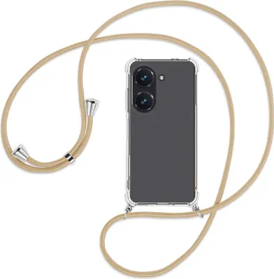 Produktbild von Handykette Backcover-Schutzhülle mit Band (Metall silberfarben) für Asus Zenfone 9 / Zenfone 10 (5.9'') - caramel
