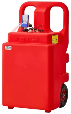 Produktbild von Kraftstoffkanister, 32 Gallonen, tragbarer Kraftstofftank mit 12-V-Gleichstrom-Kraftstoffpumpe (2,5 GPM), 4-Fuß-Förderleitung und automatischer Stopp-Sensor-Düse, Tankadapter, geeignet für Diesel und Benzin, rot