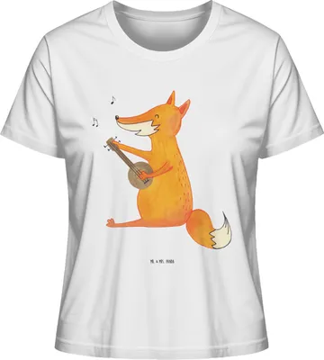 Produktbild von Mr. & Mrs. Panda Shirt Damen Fuchs Gitarre Größe S - Weiß - Geschenk, Kurzarmshirt, Trällern, Basic, Musik, T-Shirt, Lagerfeuer, Oberteil, Sommershirt, Sängerin, Singen