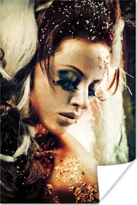Produktbild von MuchoWow® Poster Frau - Gold - Make-up 40x60 cm - Plakate für die Wand - Poster Babyzimmer