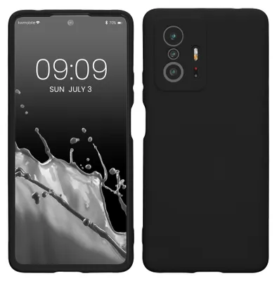 Produktbild von kwmobile Hülle kompatibel mit Xiaomi 11T / 11T Pro Hülle - gummierte TPU Silikon Handyhülle - Schutzhülle für kabelloses Laden - Case in Schwarz