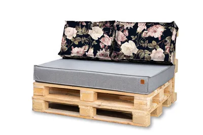 Produktbild von Paletové polštáře 120x80 Set pro paletový nábytek Euro palety Sedací polštář EU Pallet Sofa Complete se skládá ze 3 částí v barvě:sv.šedá + růžové pol