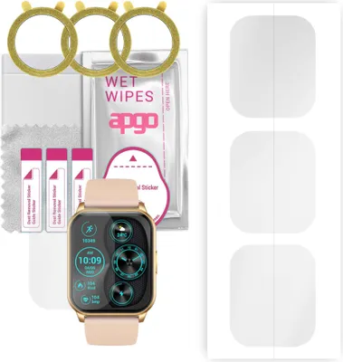 Produktbild von apgo 3 Stück Schutzfolie, klar, kompatibel mit Maxcom FW25 Smartwatch, Hydrogel Displayschutzfolie mit Positionierhilfe, Displayfolie, robust und kratzfest