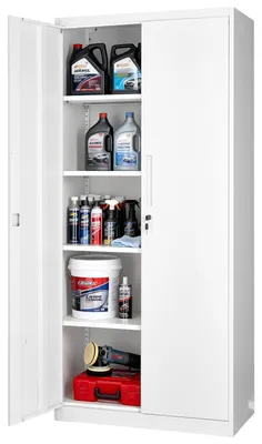 Produktbild von Metallschrank - Aktenschrank/Werkzeugschrank - Höhe 175 cm - Abschließbar mit 2 Schlüsseln - Verstellbare Einlegeböden (4, 5 Ebenen) - Doppeltür mit Magnetverschluss - Stahl