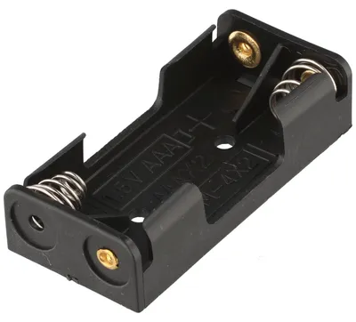 Produktbild von Batteriehalter für 2x AAA Micro LR03 Abmessungen 53x24,5x13mm mit Lötfahnen U-Form – Batteriehalter AAA Micro, Batterie Halterung Elektronik (Kunststoff)