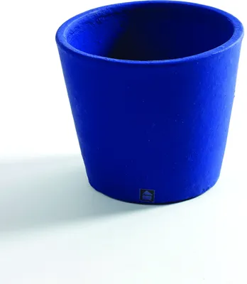 A blue pot on a white background.