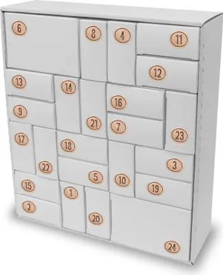 Produktbild von itenga SET Adventskalender zum Füllen Quader Mix (weiß) + Sticker Z51