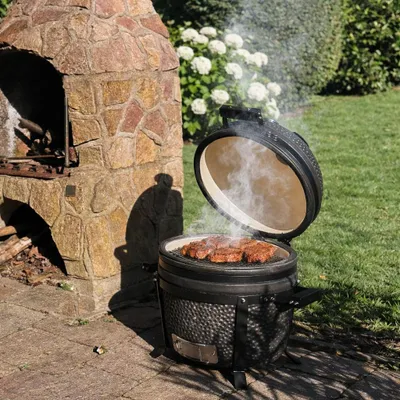 Produktbild von PATTON Kamado Grill Holzkohlegrill "PREMIUM", Grill Ø34cm, Mattschwarz