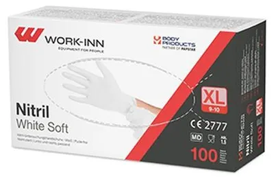 Produktbild von 100 "WORK-INN/PS" Handschuhe Nitril puderfrei "White Soft" weiss Größe XL