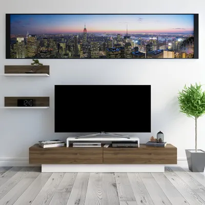 Produktbild von Skye Decor, Lusi - White, Walnut, TV-Einheit, Weiß, 100 % MELAMINBESCHICHTETE SPANPLATTEN, 180 x 31 x 40 cm