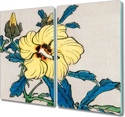 Produktbild von Coloray Hackbrett Herdabdeckplatte 2x30x52 cm Küchenbrett Kochplattenabdeckung Schneidebrett - asiatische Blumen