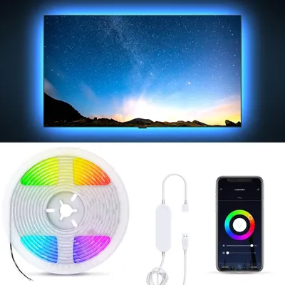 Image de Bande LED - Ruban LED - WiFi RGB 2m avec APP TUYA, effets lumineux et contrôle vocal - IP20 - 2.000x10mm - Noir - 60 LED - B.K.Licht
