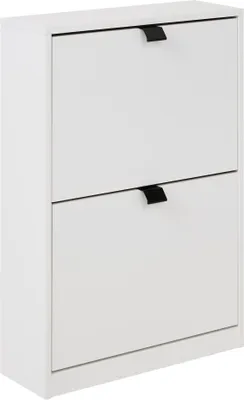 Produktbild von BELIANI Halbhoher Schuhschrank Weiß MDF-Platte mit 2 Klapptüren Modern Schuhkipper Schuhkommode Flur Eingangsbereich Diele Ankleide Garage Garderobe