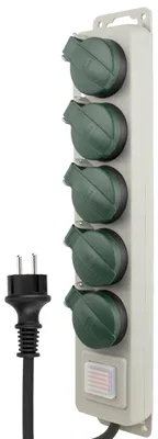 Produktbild von REV 00125053, 5 AC-Ausgänge, 250 V, 16 A, 3500 W, Schwarz, 1,5 m