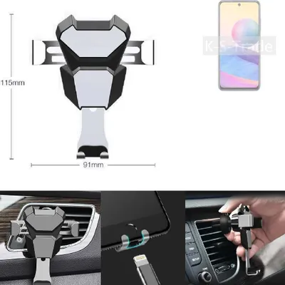 Produktbild von K-S-Trade Lüftungshalterung kompatibel mit Xiaomi Redmi Note 10 5G China kompakte Handy-Halterung Lüftungsschlitz Lüftungsgitter Autohalterung KFZ