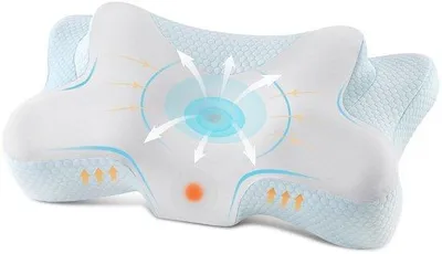 Obrázok produktu pre Unyqoos® Ergonomická pamäťová pena na vankúšik pod hlavu – 2 výškové nastavenia, vhodné pre spanie na chrbte, boku a bruchu, snímateľný hodvábny poťah, umývateľný