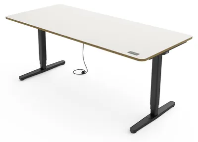 Produktbild von Yaasa Desk Pro Höhenverstellbarer Schreibtisch Elektrisch 140x80 cm, Multiplex-Weiß/Schwarz – Touch Handschalter – 9 Speicherfunktionen – Höhenanzeige