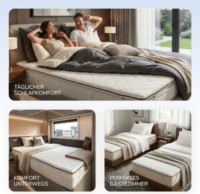 Produktbild von MSS e.K. Komfortschaum Matratzentopper 130 x 190 cm | optimale Körperanpassung | Mattress Topper 130x190 | designed und produziert in Deutschland