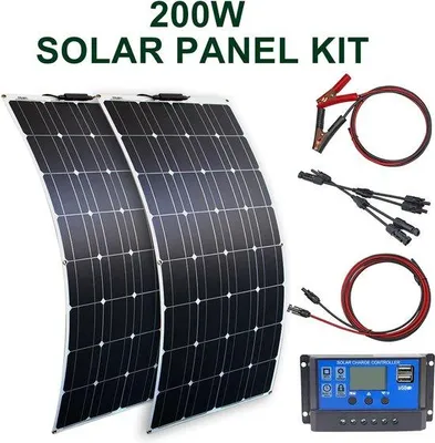 Image de Kit solaire flexible - Système solaire 200 W - Flexible - Ultra-fin (3 mm) - Léger - Kit de panneaux solaires pour camping-car