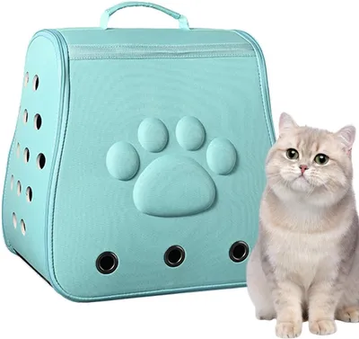 Image de Sac de transport pour animaux de compagnie - Sac à main pour chat ou chien - Voyage sûr - Respirant et pliable - 42x38x27 cm - Bleu