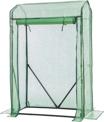 Obrázok produktu pre Záhradný domček so špicatou strechou 100 x 50 x 150 cm – ideálny na pestovanie paradajok, zeleniny, ovocia a kvetín – balkónový záhradný domček, zelený, EGN16GH02