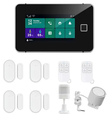 Obrázek produktu pro 4G WiFi TY bezdrátový domácí alarmový systém, 4,3palcový dotykový alarmový panel, SOS alarm proti krádeži, monitorování teploty a vlhkosti, bezdrátový alarmový systém pro zabezpečení domácnosti