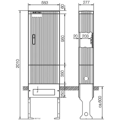 Produktbild von ABN Anschlusssäule FB2, BH7 mit Montageplatte, 1 Zylinder eingebaut SL205P