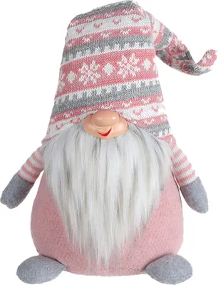 Immagine prodotto di Rebecca Mobili Gnomo nordico H 30,5 cm in poliestere rosa e grigio