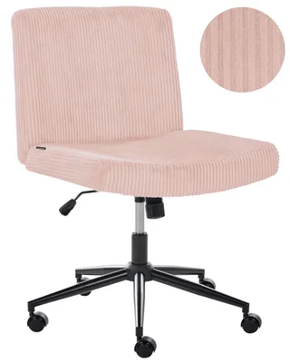 Produktbild von BELIANI Schreibtischstuhl Pastellrosa Cord Gepolstert Drehbar Höhenverstellbar mit Wippfunktion ohne Armlehnen Moderner Bürostuhl Drehstuhl Homeoffice