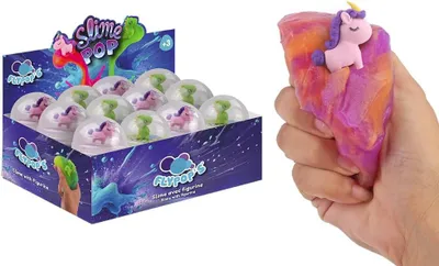 Productafbeelding van Pakket van 12 slime potten met figuurtje - POP - 031096PA - Meerkleurig - Eenhoorn - Dinosaurus - Kinderspeelgoed