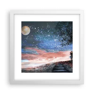 Produktbild von Gerahmtes Poster - Weißer Rahmen - Himmel Mond Liebhaber - 30x30 cm - Wand Bild - Wanddeko - Wandbilder - Kunstposter - Wandposter - Bilderrahmen - Bilder - Kunstdruck - P2WAC30x30-4800