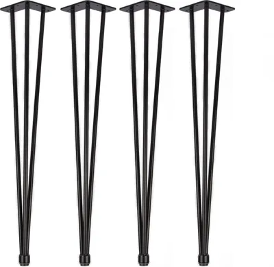 Four black hairpin legs are arranged in a row against a white background.