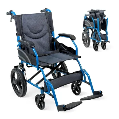 Produktbild von Mobiclinic Rollstuhl faltbar Faltrollstuhl Orthopädisch Stiz 46 cm Klappbare Rückenlehne Manuell Stahl Klappbare Fußstützen Doppelbremsen Faraón
