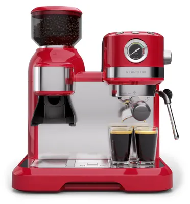 Obrázek produktu pro Klarstein Bella Café Pákový kávovar, Vintage, mlýnek, 20 bar, Napěňovač mléka, Tlakoměr, 1550 W