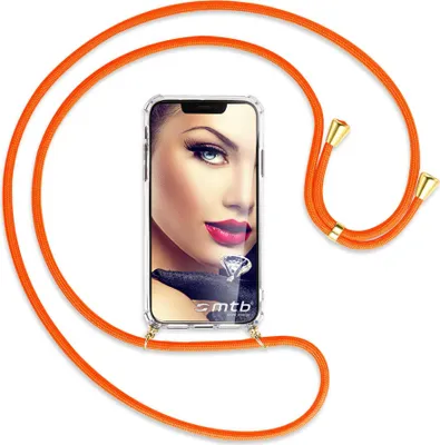 Produktbild von Handykette Backcover-Schutzhülle mit Band (Metall goldfarben) für ZTE nubia Red Magic 8 Pro (6.8'') - neonorange