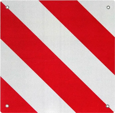 Obrázek produktu pro Výstražná značka Wiltec červená bílá Španělsko z hliníku s montážními otvory Výstražná reflexní značka 500x500 mm pro nosiče jízdních kol a zadní nosiče k označení vyčnívajícího nákladu na vozidle