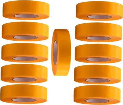 Produktbild von 11 Rollen Profi Goldband Klebeband 50 m  x 24 mm - Malerband Gold Kreppband - Abdeckband für Maler und Lackierer - Krepp für Innen und Außen - Malerkrepp - Vielseitiges Klebeband für Malerarbeiten