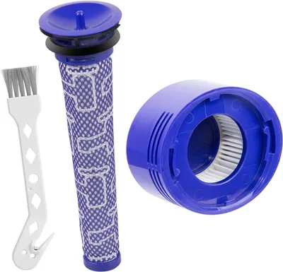Three vacuum cleaner replacement parts are laid out on a white background.