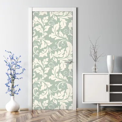 Produktbild von Dekorative Türposter Aufkleber Türsticker selbstklebend Klebefolie Blumen grün weiß 85 x 200 cm