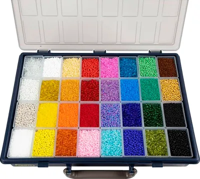 Immagine prodotto di Perline di semi Rocaille, dimensioni 6/0+8/0+15/0 , D: 1,7+3+4 mm, con scatola, 32x100g, dimensione foro 0,5-1,2 mm