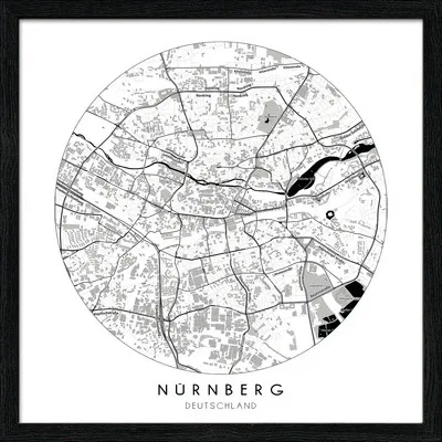 Produktbild von Gerahmtes Bild Nürnberg Landkarte Kreis 33x33 cm