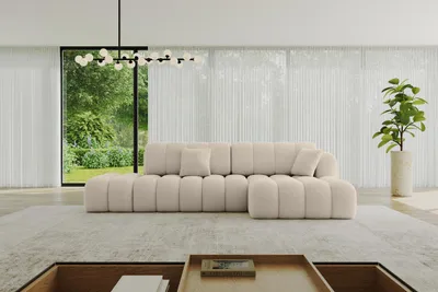 Produktbild von ALTDECOR Ecksofa mit Schlaffunktion und Bettkasten OLEA-L2-S - 321x164x75cm Beige - Corner Sofa Eckcouch Couch L-Form, links/rechts angeordnet Schlafcouch Ausziehbar Wohnlandschaft